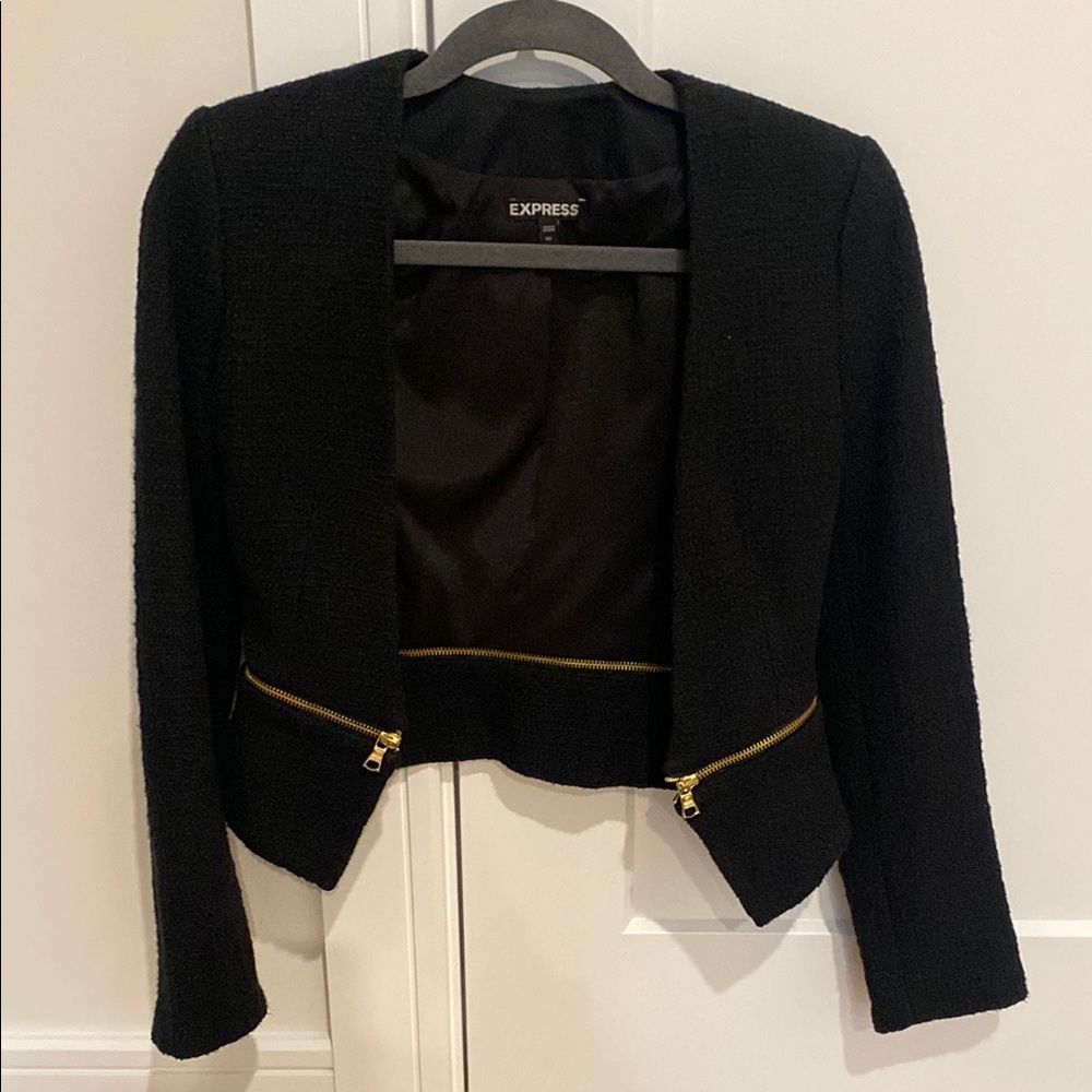 Express Black and Gold Blazer Modern Asymmetrical Cut